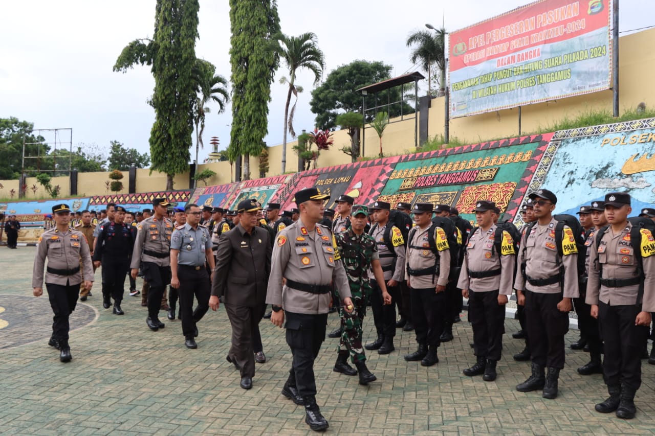 Pengamanan TPS, Polres Tanggamus Gelar Apel Pergeseran Pasukan