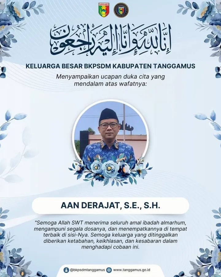 Kabar Dukacita, Mantan Kepala BKPSDM Tanggamus Aan Derajat Meninggal Dunia