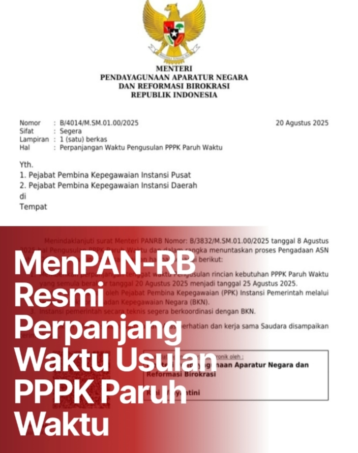 MenPAN-RB Resmi Perpanjang Usulan Pengadaan PPPK Paruh Waktu