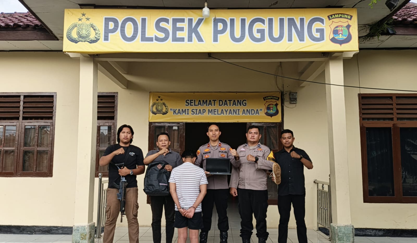 Polsek Pugung Tangkap Pelaku Pencurian Laptop di Mess Karyawan PT Barry Callebaut