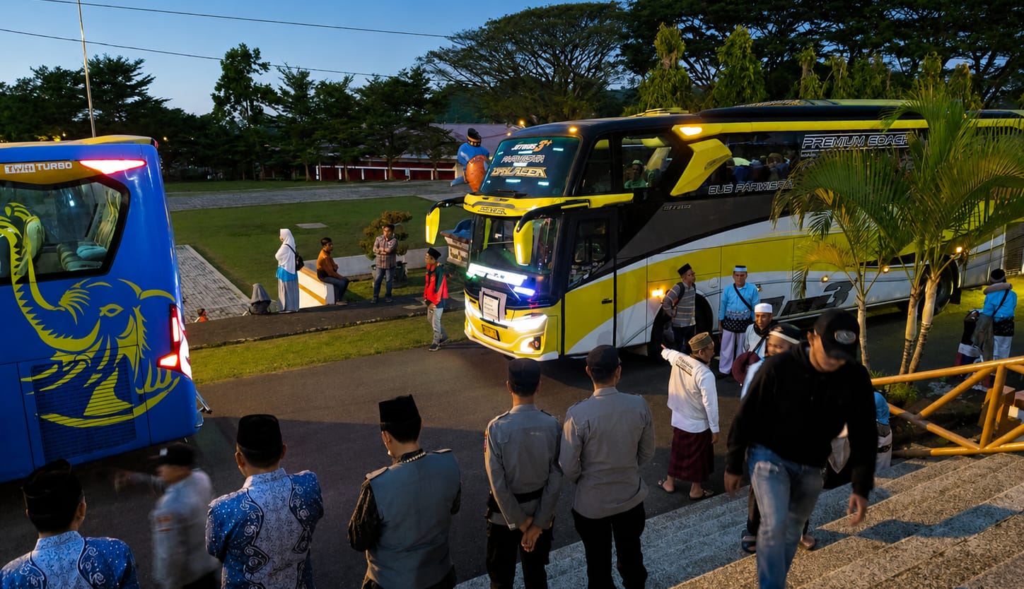 Polres Tanggamus Kerahkan 30 Personel Amankan Pemulangan Jamaah Haji Kloter 19 JKG