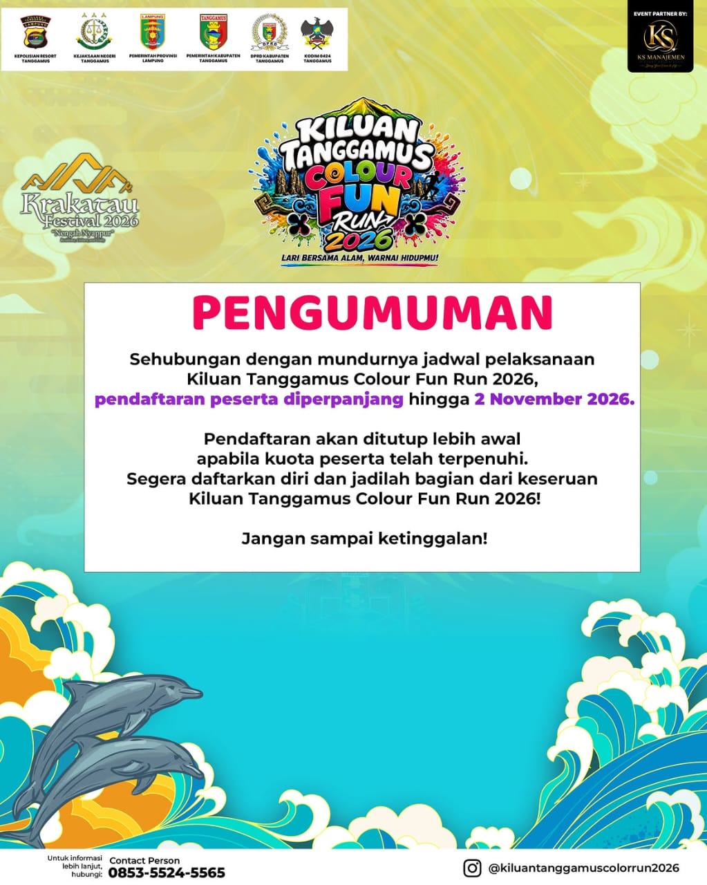 Kiluan Tanggamus Colour Fun Run 2026 Resmi Diundur 15 November